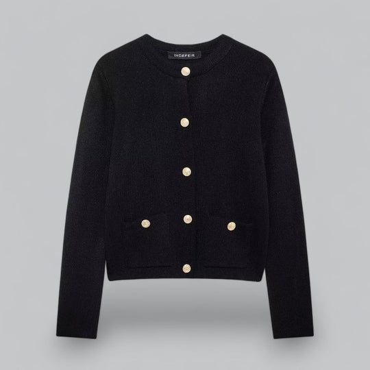 Damen Strickjacke mit Goldenen Knöpfen, Modischer Cardigan für Vielseitige Looks 8