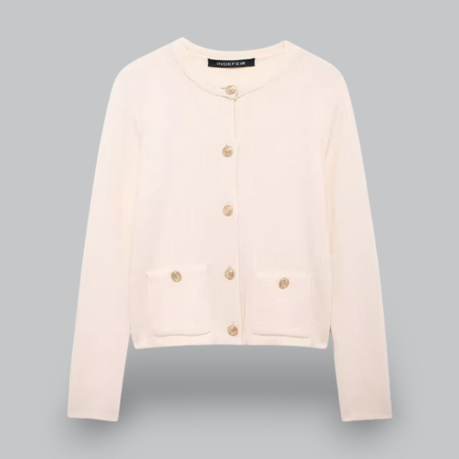 Damen Strickjacke mit Goldenen Knöpfen, Modischer Cardigan für Vielseitige Looks 9