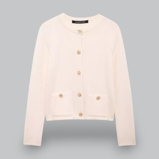 Damen Strickjacke mit Goldenen Knöpfen, Modischer Cardigan für Vielseitige Looks 9