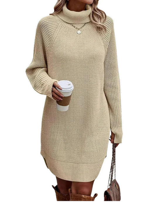 Damen Strickkleid Lang Klassischer Stil Hochwertiger Strick für Winter 0
