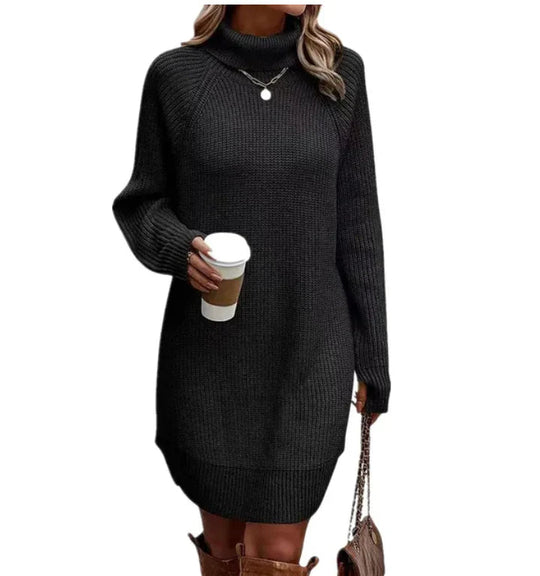 Damen Strickkleid Lang Klassischer Stil Hochwertiger Strick für Winter 1