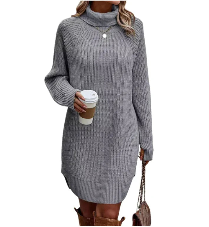Damen Strickkleid Lang Klassischer Stil Hochwertiger Strick für Winter 2