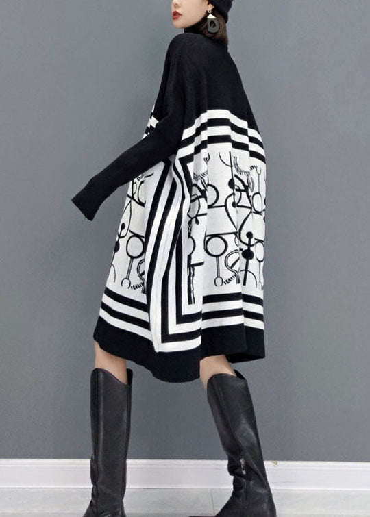 Damen Strickkleid mit Rollkragen und Print für den Frühling 4