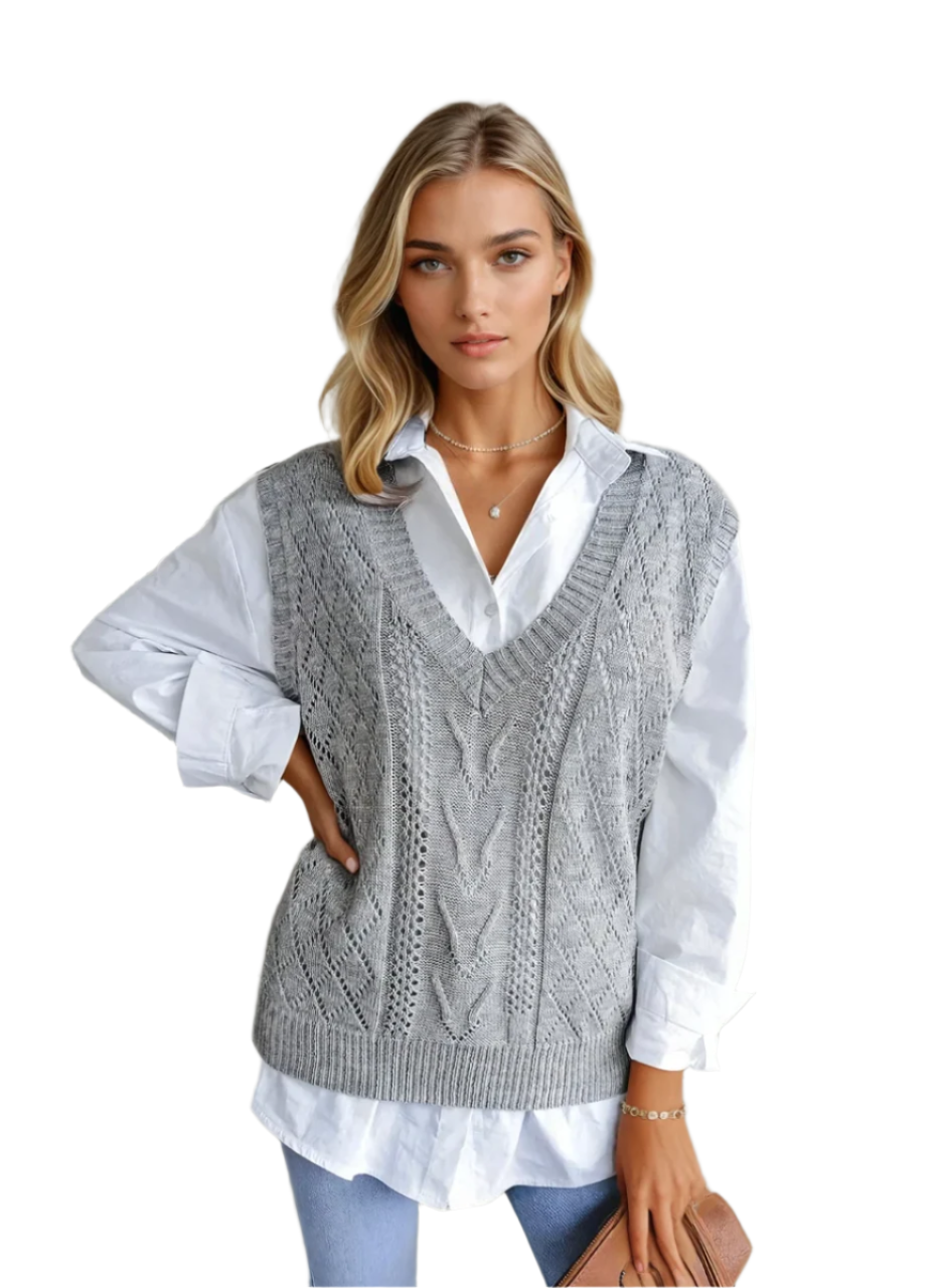 Damen Strickpullover Ärmellos Elegant 0
