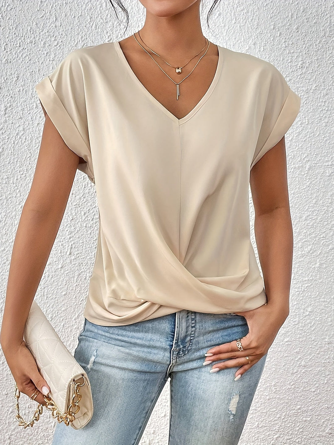 Damen T-Shirt Herzausschnitt Bequeme Passform 100% Baumwolle 4