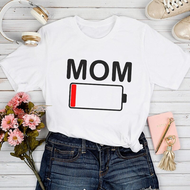 Damen T-Shirt Mom Life Trendy Modernes Oberteil für Frauen 0