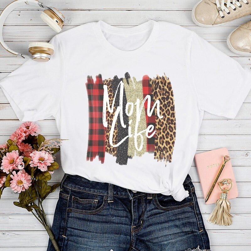 Damen T-Shirt Mom Life Trendy Modernes Oberteil für Frauen 1
