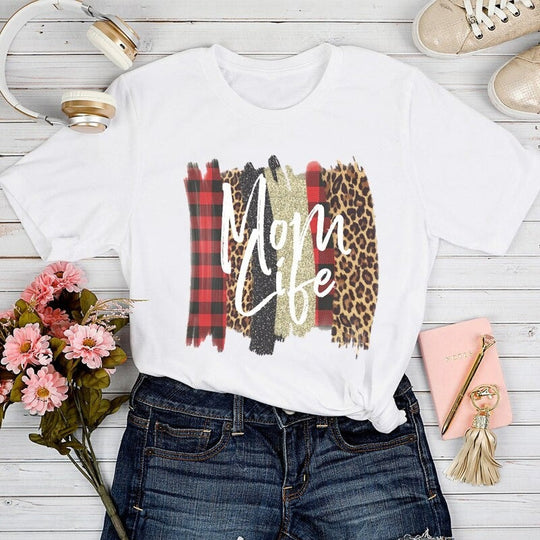 Damen T-Shirt Mom Life Trendy Modernes Oberteil für Frauen 1