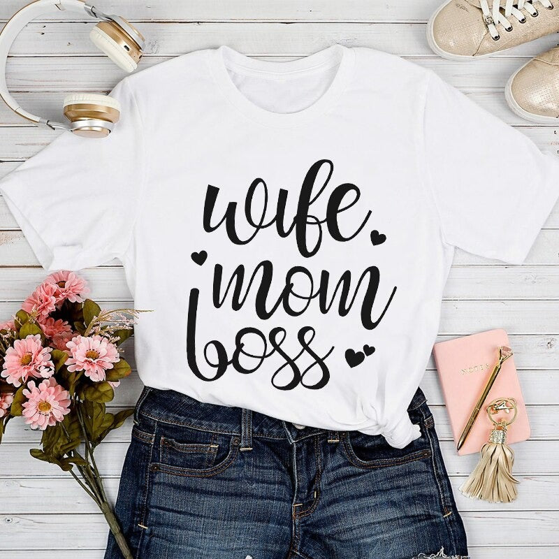 Damen T-Shirt Mom Life Trendy Modernes Oberteil für Frauen 2