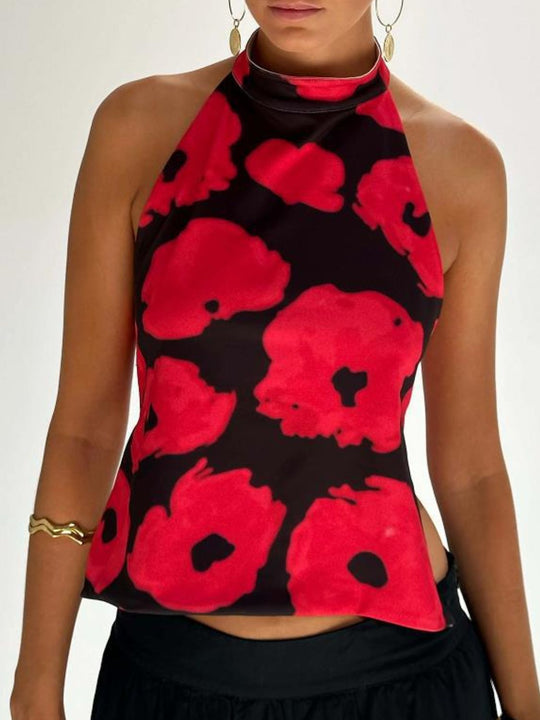 Damen Tanktop mit Rückenausschnitt und Print 14