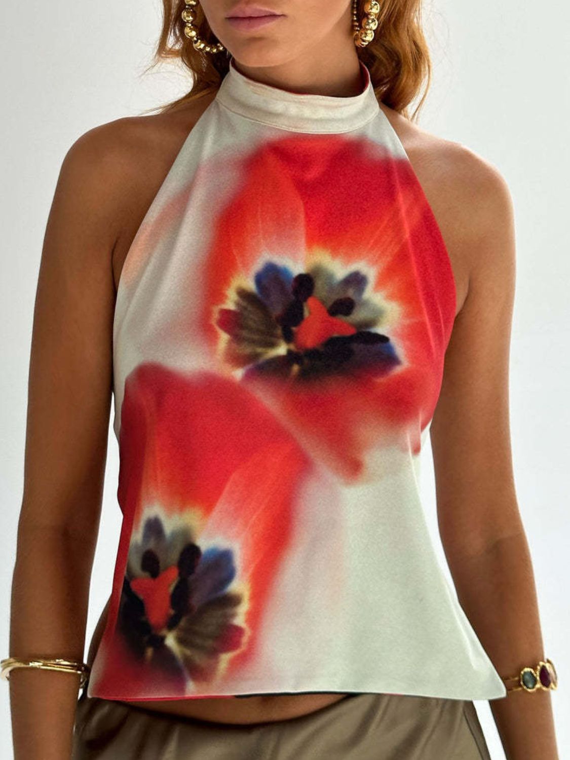 Damen Tanktop mit Rückenausschnitt und Print 8