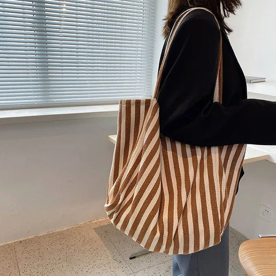 Damen Tasche Gestreift Modern mit Langen Schultergurten für Alltag und Freizeit 3