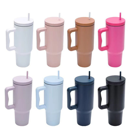 Damen Thermobecher mit ergonomischem Griff und Strohhalm 1