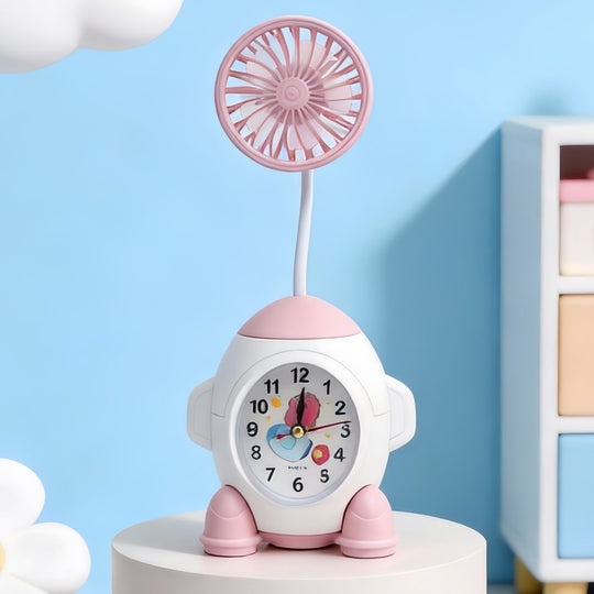 Damen Tischuhr Modern mit Ventilator und Sekundenanzeige für Schlafzimmer und Büro 4
