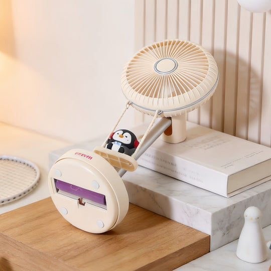 Damen Tischventilator Leise mit Pinguin-Motiv für Schreibtisch und Wohnbereich 2