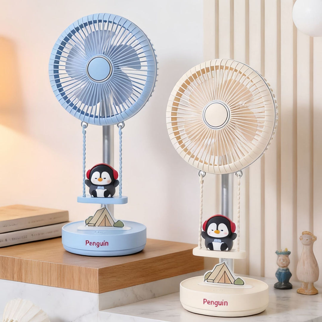 Damen Tischventilator Leise mit Pinguin-Motiv für Schreibtisch und Wohnbereich 3