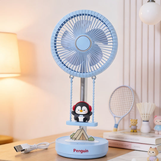 Damen Tischventilator Leise mit Pinguin-Motiv für Schreibtisch und Wohnbereich 6