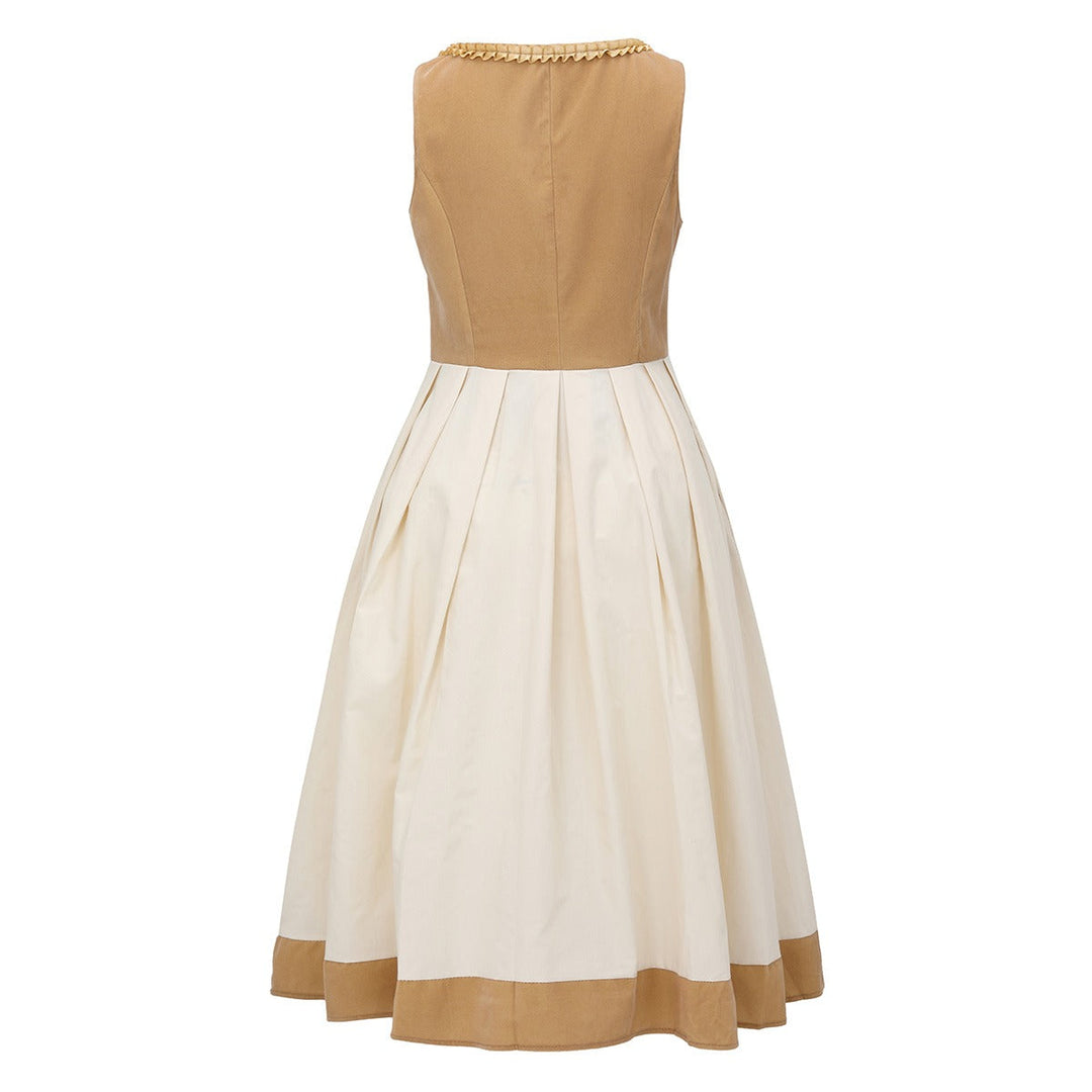 Damen Trachtenkleid Leopardenmuster Khaki Modernes Dirndl aus Hochwertigem Stoff 4