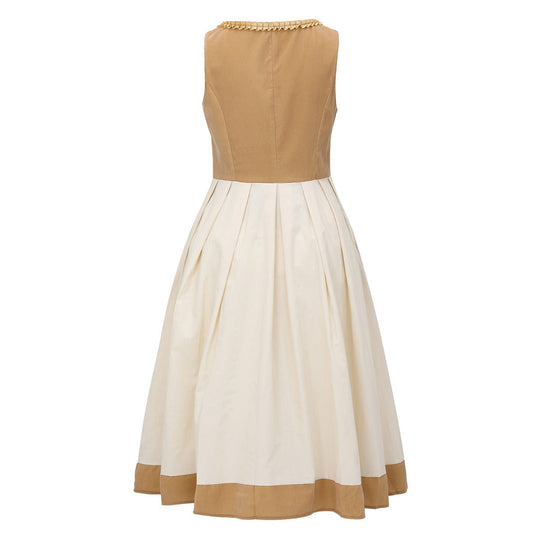 Damen Trachtenkleid Leopardenmuster Khaki Modernes Dirndl aus Hochwertigem Stoff 4