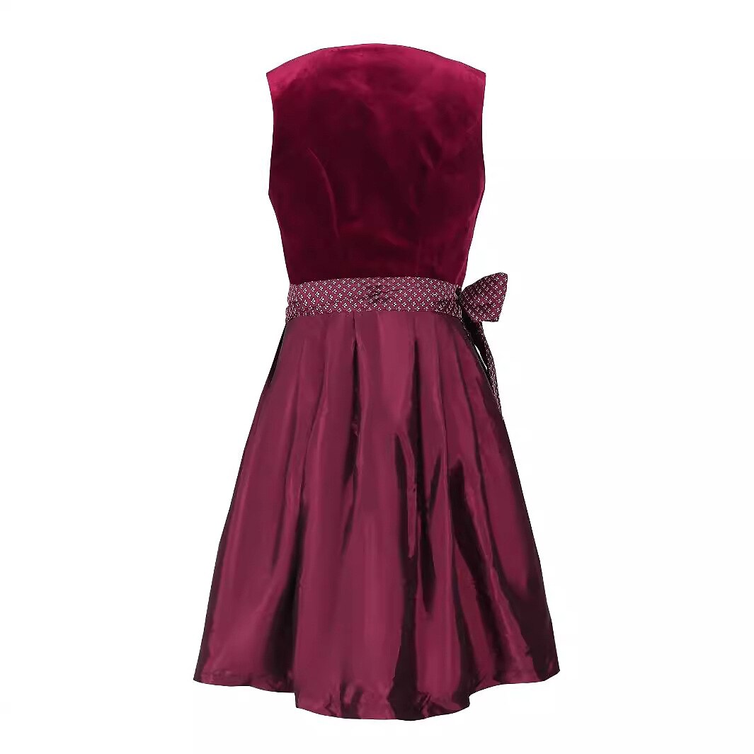 Damen Trachtenkleid Vintage Dirndl mit Floraler Stickerei und Schürze 2