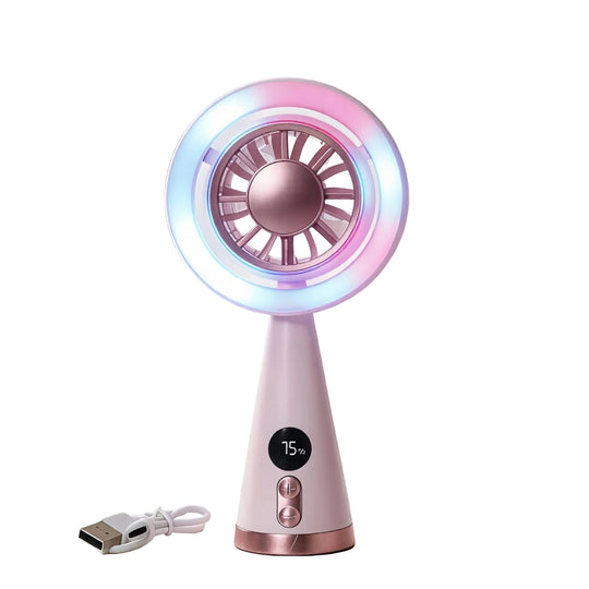 Damen Tragbarer Mini Ventilator Mit LED-Beleuchtung USB Mini Ventilator 0