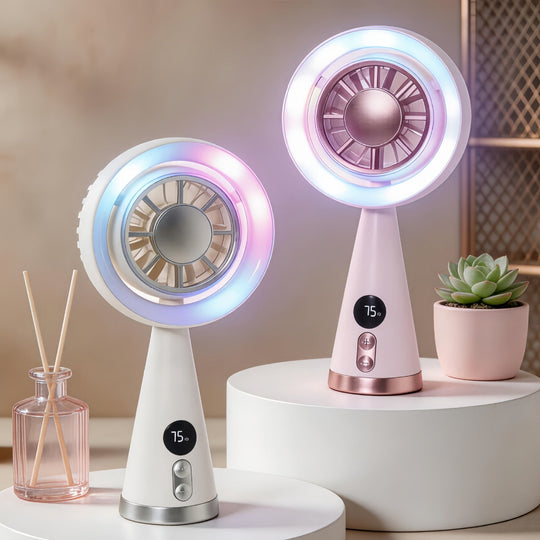 Damen Tragbarer Mini Ventilator Mit LED-Beleuchtung USB Mini Ventilator 1