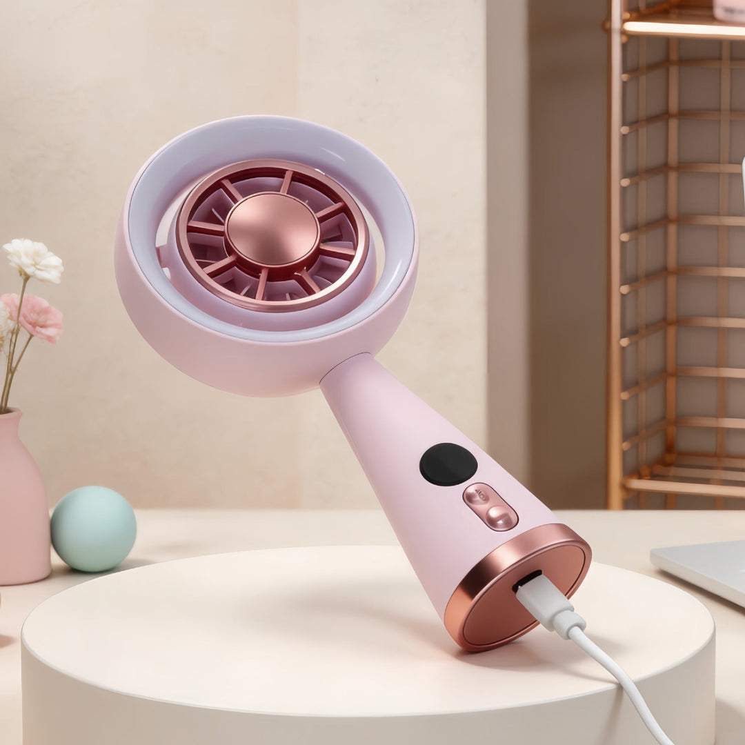 Damen Tragbarer Mini Ventilator Mit LED-Beleuchtung USB Mini Ventilator 2