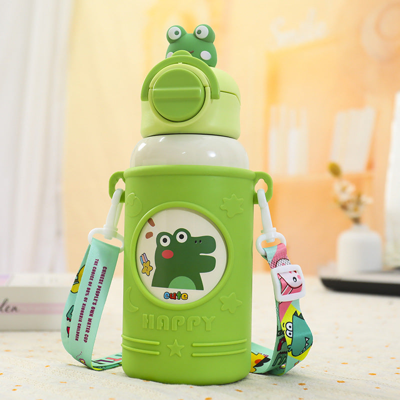 Damen Trinkflasche Frosch-Design mit Tragegurt und Isolierung 0