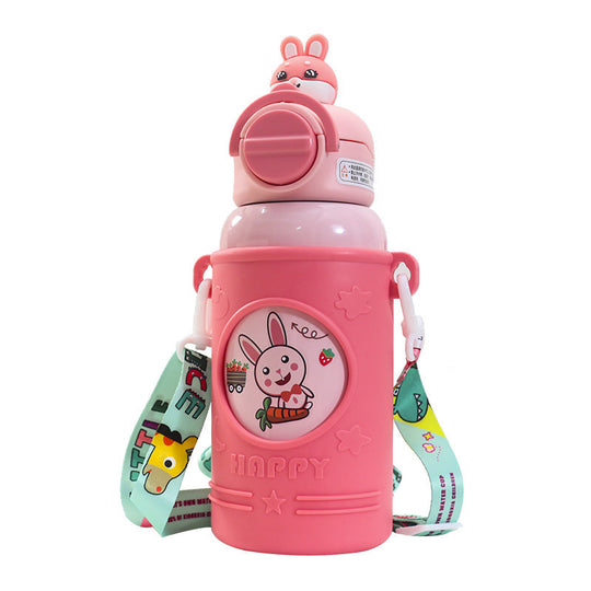 Damen Trinkflasche Frosch-Design mit Tragegurt und Isolierung 3