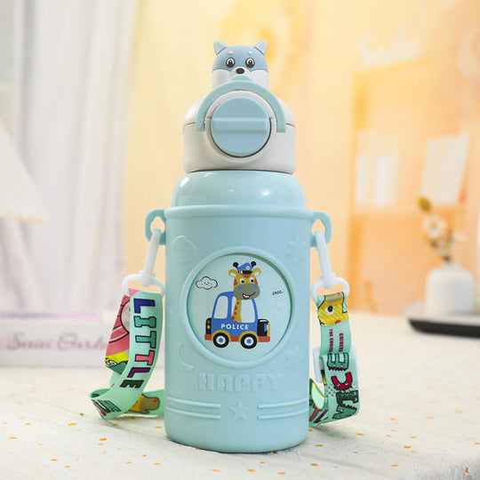 Damen Trinkflasche Frosch-Design mit Tragegurt und Isolierung 5