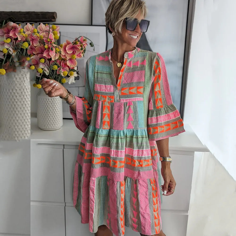 Damen Tunika Kleid Bohemian Ibiza Stil 4