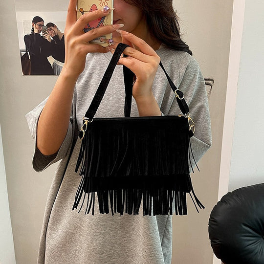 Damen Umhängetasche mit Fransen im Boho-Stil 3