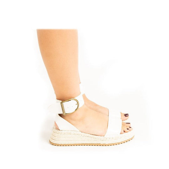 Damen Wedge Sandalen mit Knöchelriemen in Weiß 1