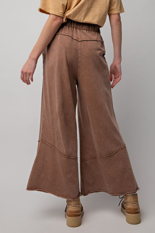 Damen Weite Bein Hose aus Mineralgewaschenem Terry-Strick 3