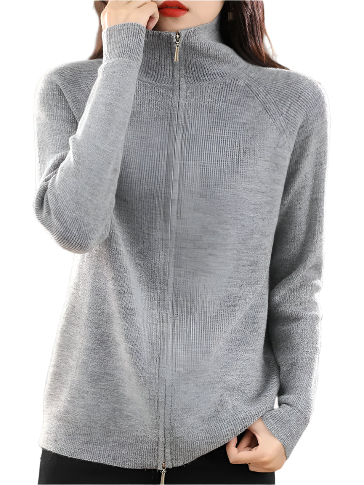 Damen Weste Doppelreißverschluss Woll-Kaschmir-Mix 0