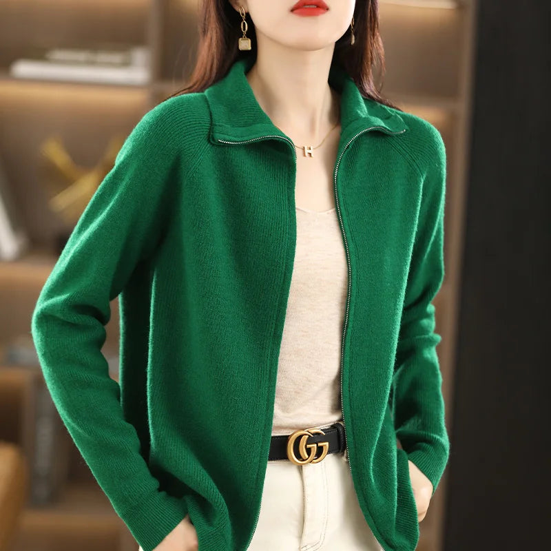 Damen Weste Doppelreißverschluss Woll-Kaschmir-Mix 5