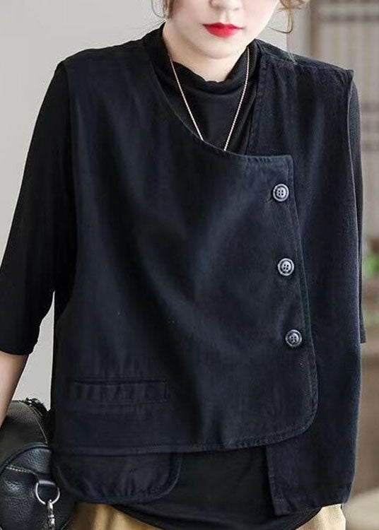 Damen Weste mit asymmetrischem Design und Retro-Knopf 1
