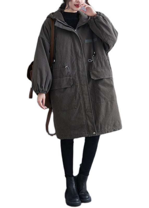 Damen Winter Mantel mit Kapuze und Reißverschlusstaschen 4