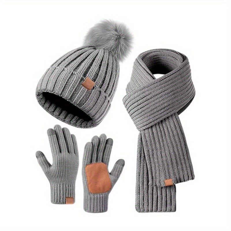 Damen Winterset Mütze Schal Handschuhe Touchscreen 1