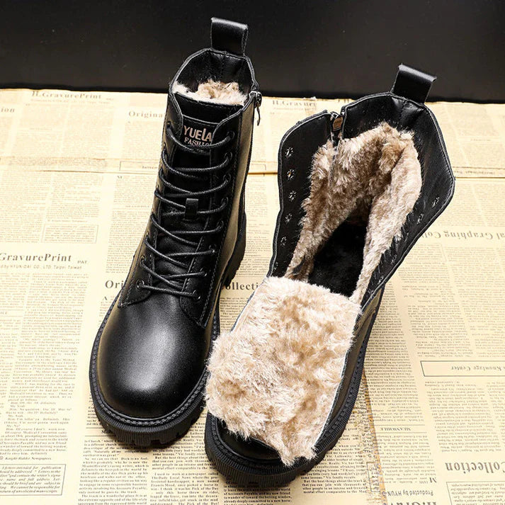 Damen Winterstiefel Leder Bequem 1