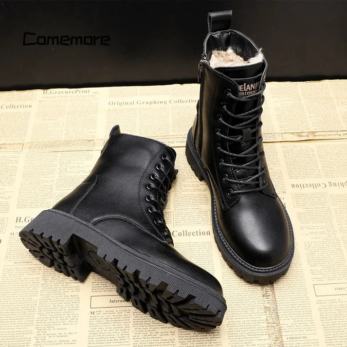Damen Winterstiefel Leder Bequem 2