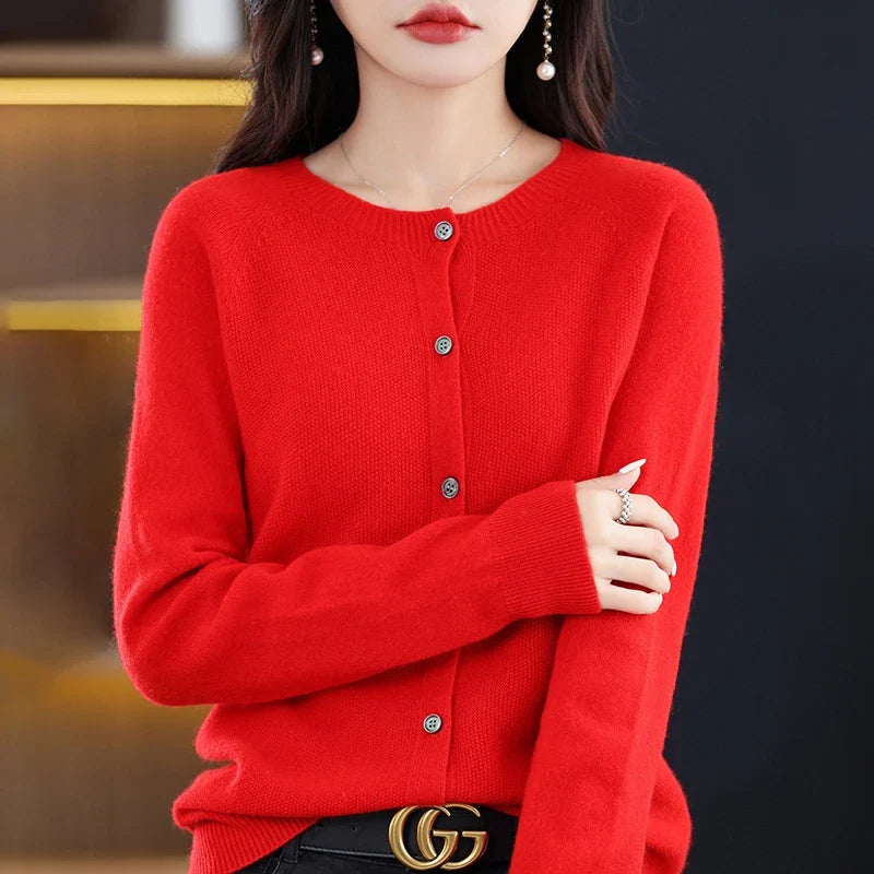 Damen Wollweste Rundhalsausschnitt 100% Wolle Klassisch Elegant 17