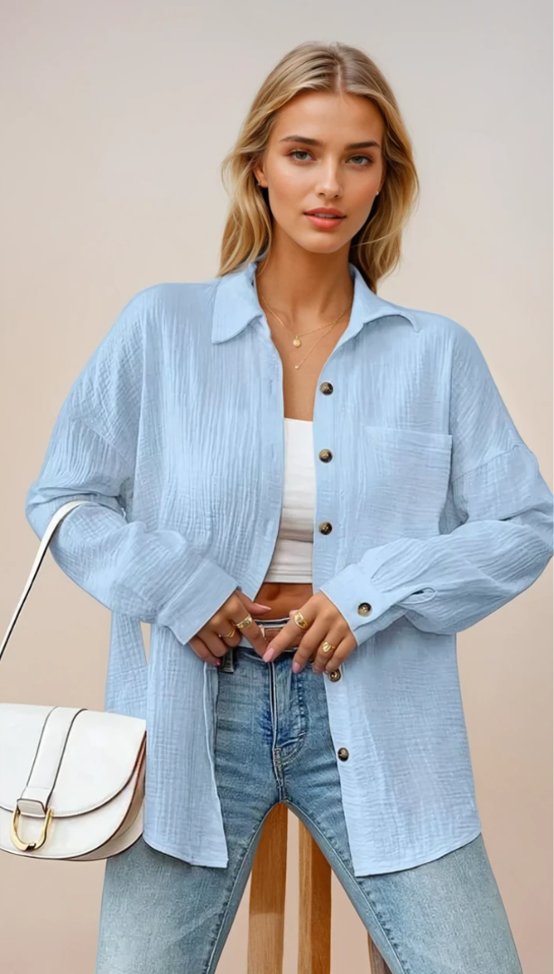 Damenbluse Klassisch Entspannt 100% Baumwolle - Vielseitige Bluse für Alltag und Büro 5