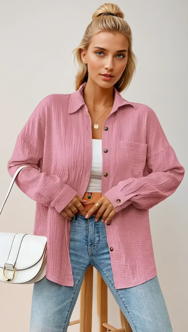 Damenbluse Klassisch Entspannt 100% Baumwolle - Vielseitige Bluse für Alltag und Büro 7