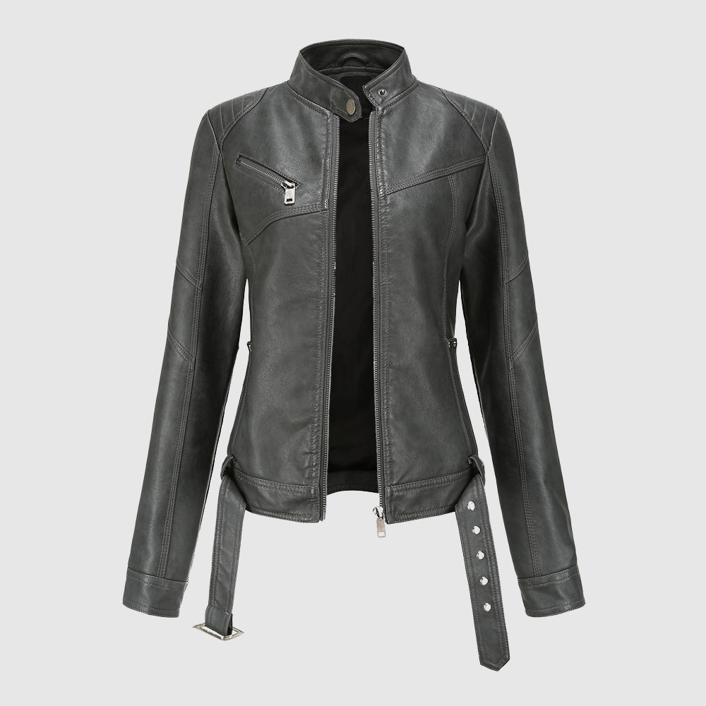 Damenjacke Modern Mit Reißverschluss Und Verstellbarer Taille 4