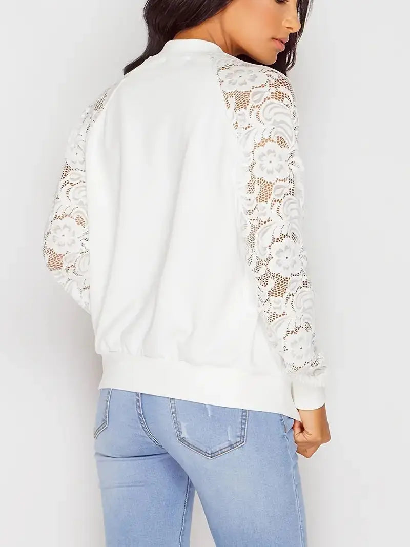 Damenjacke Zip-Up mit Spitzenärmeln Atmungsaktives Material 2