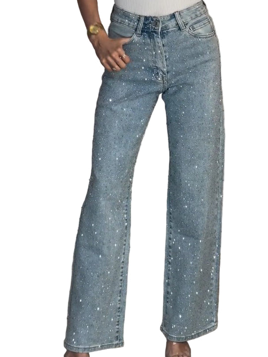 Damenjeans Hohe Taille Mit Glitzernden Details 0