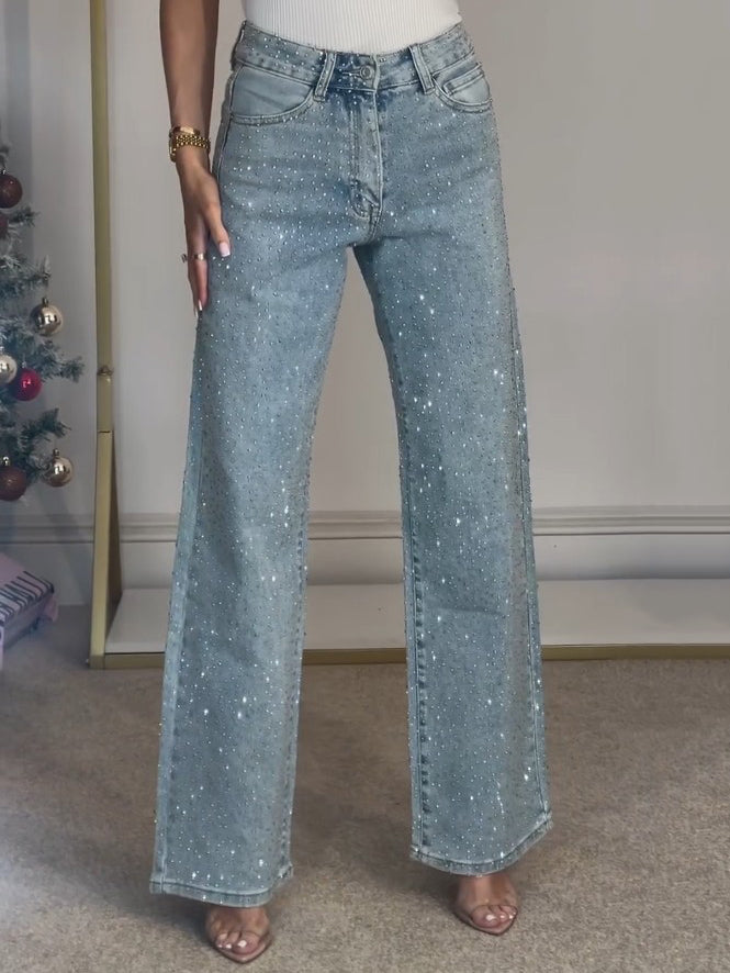 Damenjeans Hohe Taille Mit Glitzernden Details 2