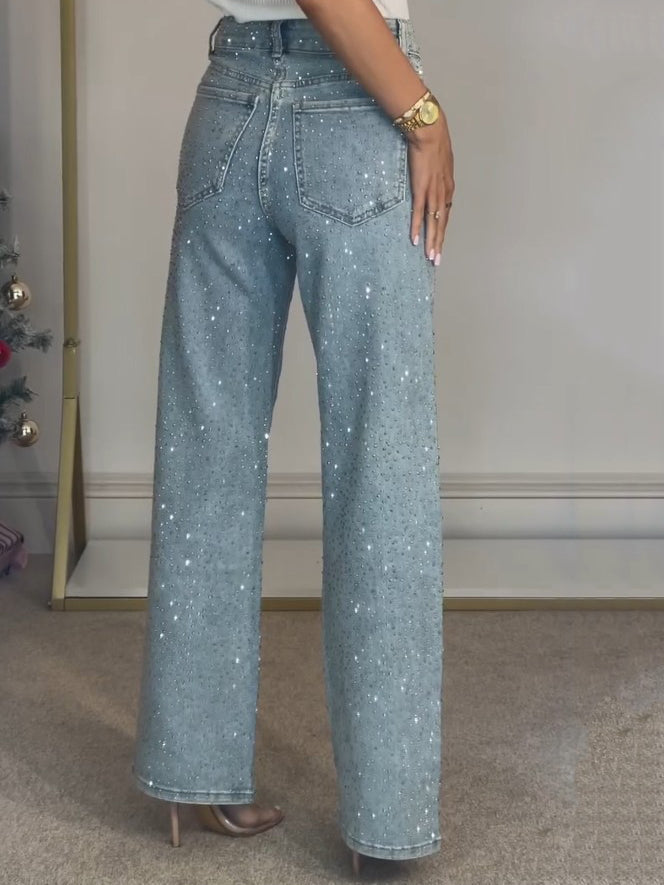 Damenjeans Hohe Taille Mit Glitzernden Details 3