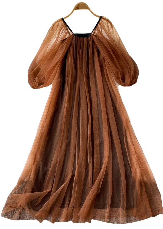 Damenkleid Mit Quadratischem Kragen Und Laternenärmeln Für Feste Anlässe 0